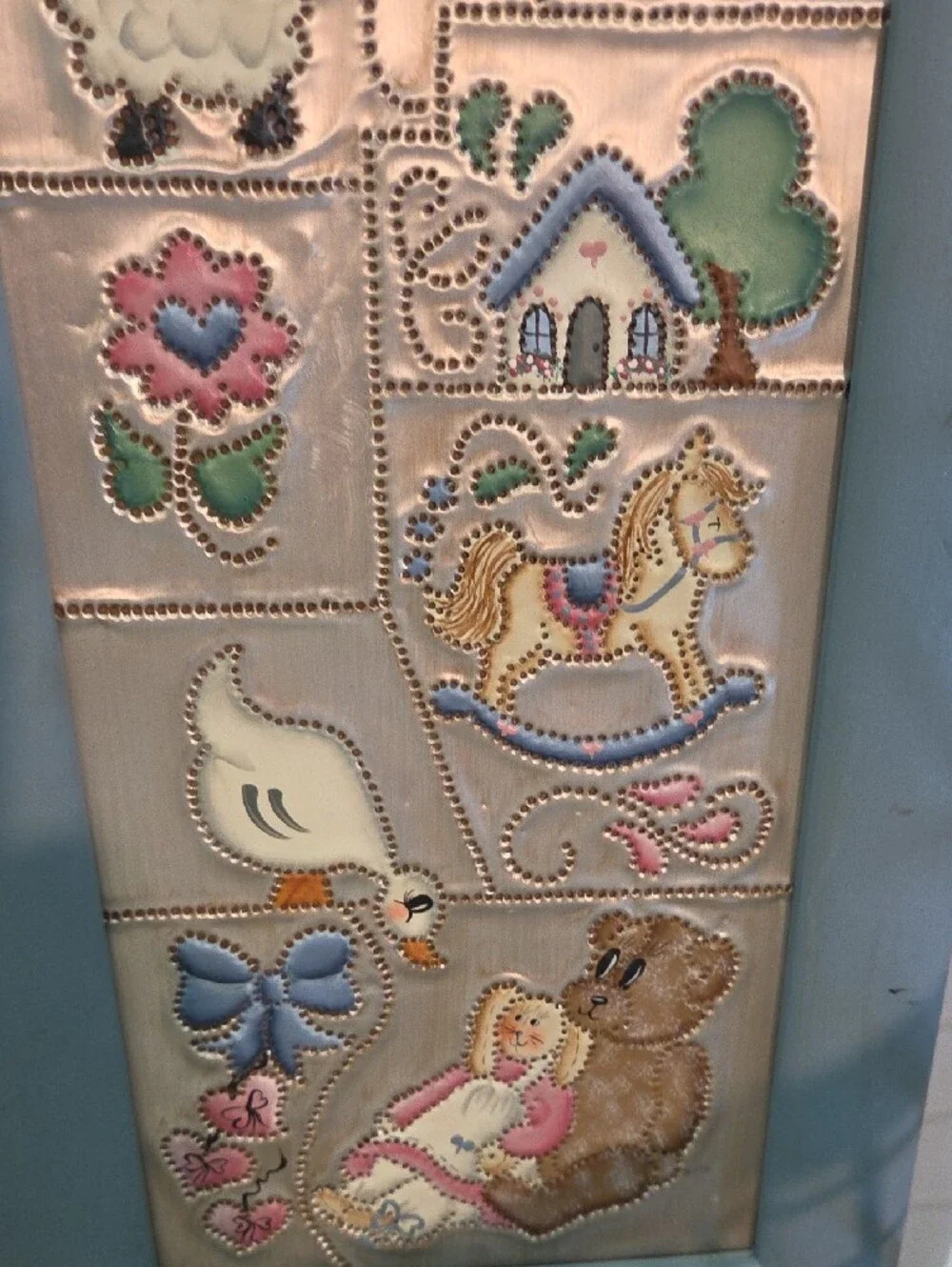 Framed Country Hand Tin Punch Wall Art - Decorative Panel